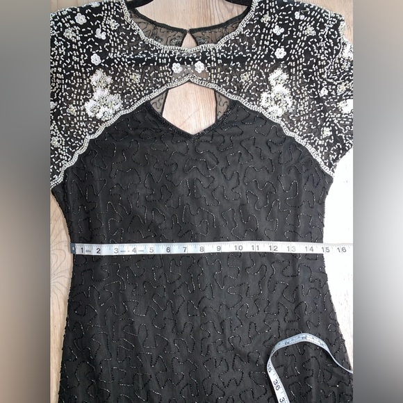 Stunning Laurence Kazar Long Sleeve Beaded Silk Dress - Picture 7 of 16